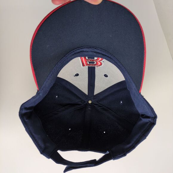 Boston "B" Embroidered Flames Navy Blue Men's Baseball Hat Ball Cap - Picture 6 of 6
